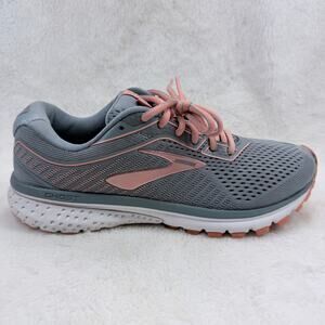 Brooks Ghost 12 Womens Running Shoes Gray Rose Gold Size 8.5 Athletic Sneakers